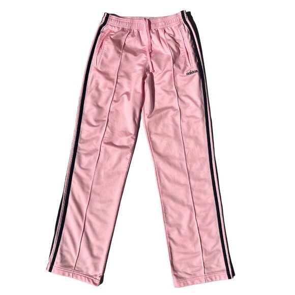 Adidas Pink Track Pants Women's Size S Straight Leg Athleisure 3 Stripe Logo Y2K - Picture 1 of 15